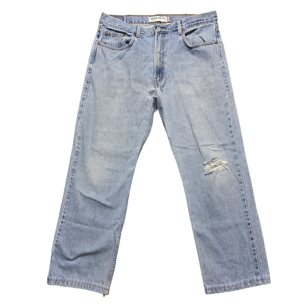 Distressed Y2K Grunge Skater 505 Regular Fit Jeans Mens 38x34 Light Wash Levi's
